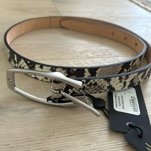 Rag & Bone Black/White mini league snake skin print leather belt